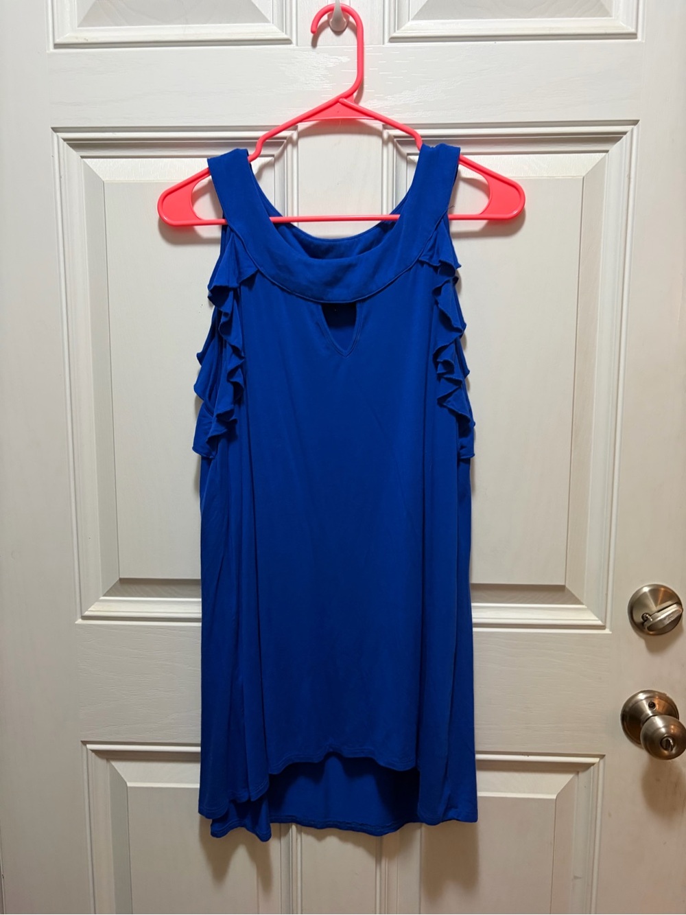 new directions Cobalt Blue High-Low Ruffle Sleeve Dress